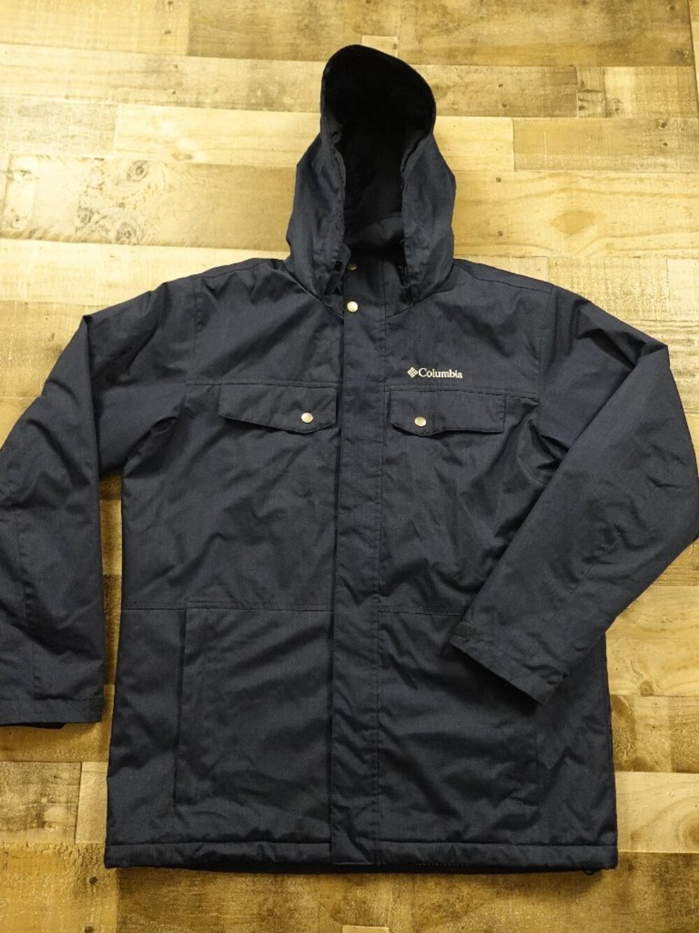 Columbia Thermal Coil Hooded Jacket Men’s Large Navy Insulated Winter Coat